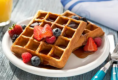 Waffle with fruit on top